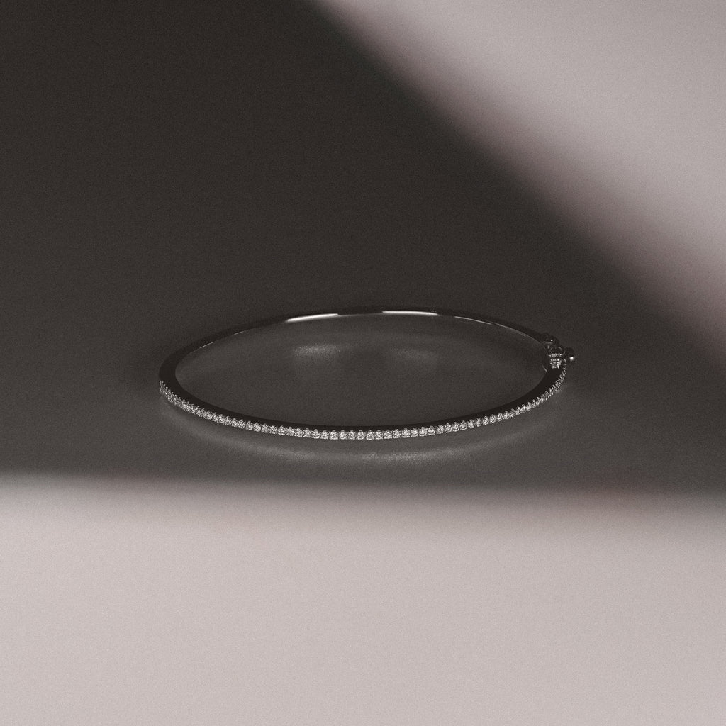 0.50ct Lab Diamond Half Pavé Bangle Bracelet in Sterling Silver