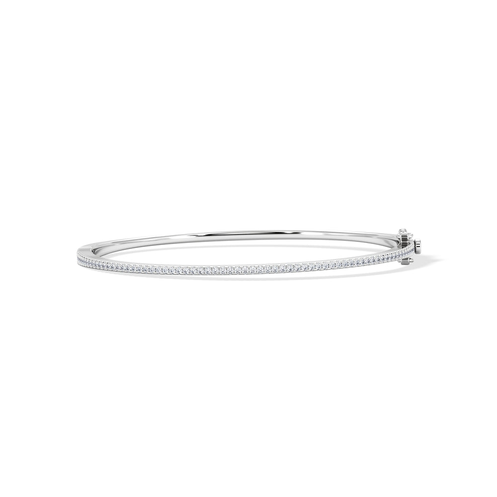 0.50ct Lab Diamond Half Pavé Bangle Bracelet in Sterling Silver