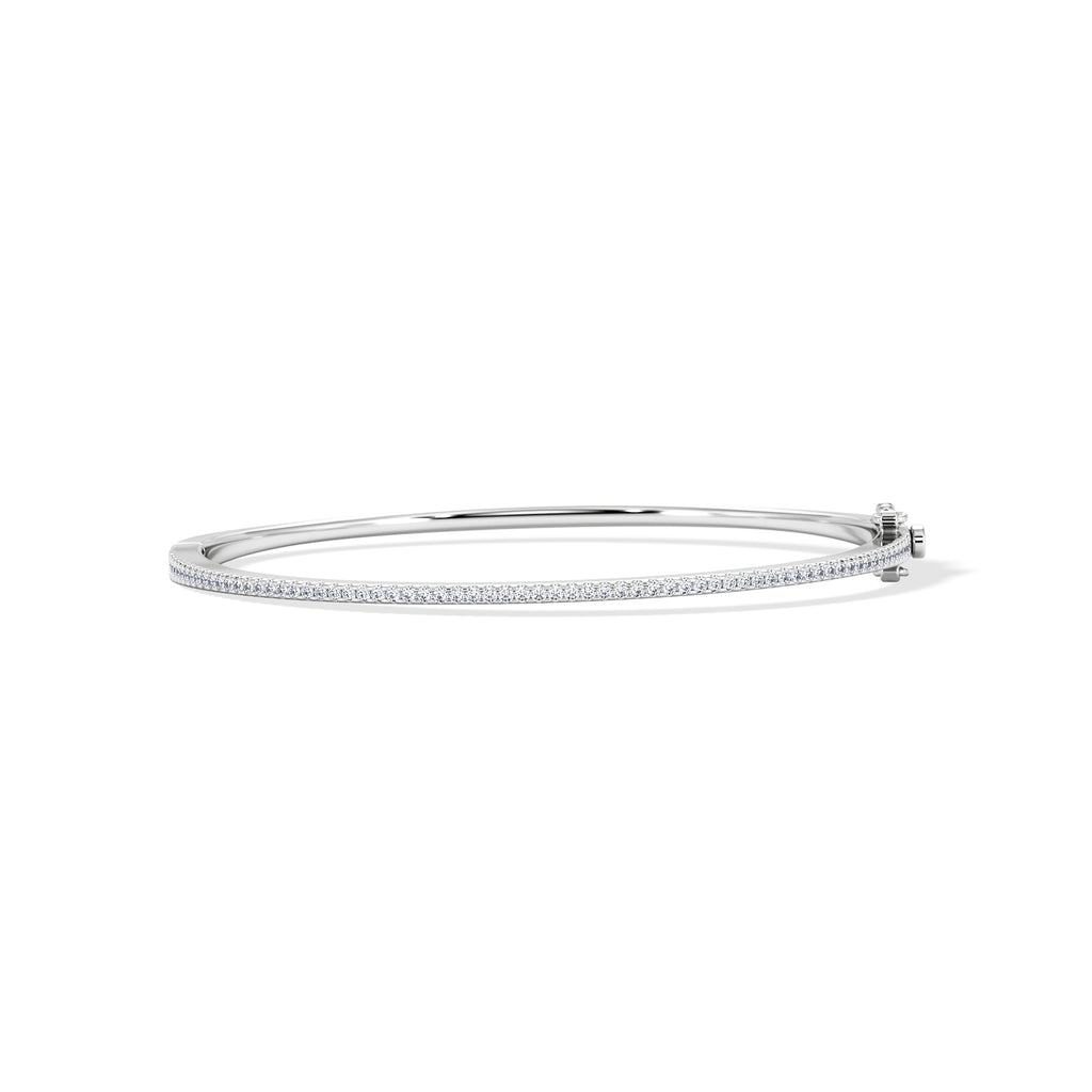 0.50ct Lab Diamond Half Pavé Bangle Bracelet in Sterling Silver