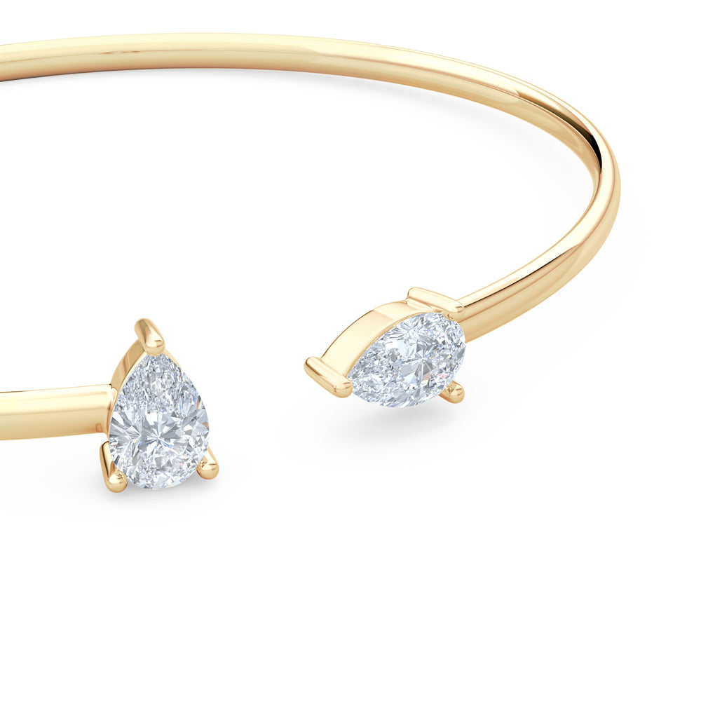Affinity 1.00ct Pear Cut Lab Diamond Bangle in 14K Yellow Gold