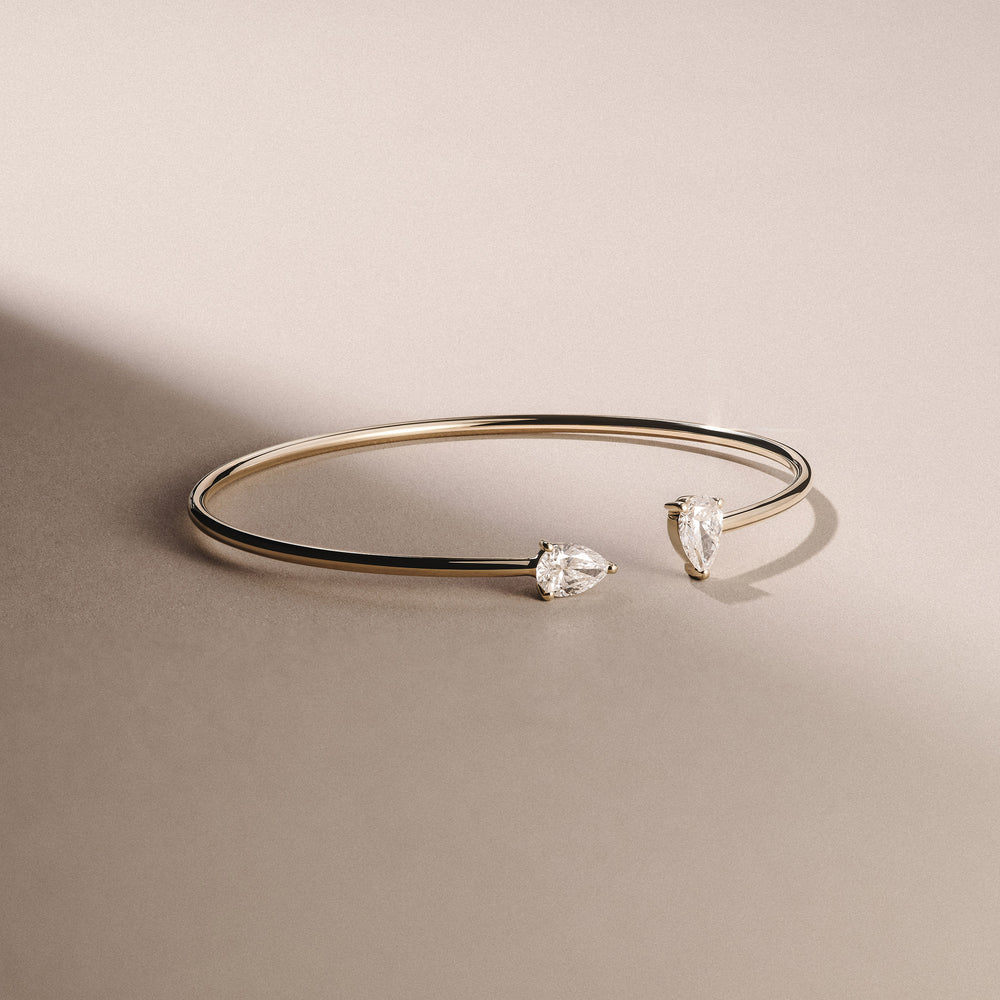 Affinity 1.00ct Pear Cut Lab Diamond Bangle in 14K Yellow Gold