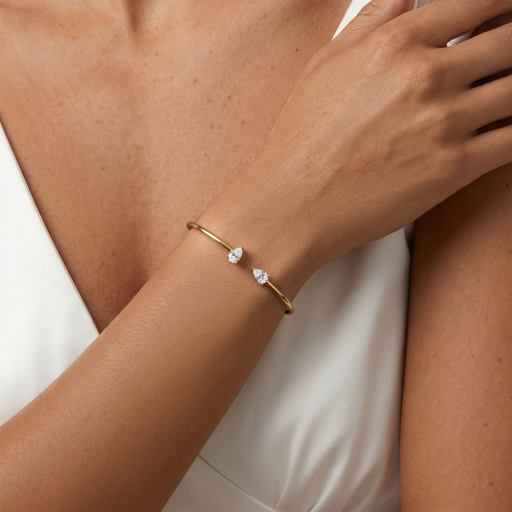 Affinity 1.00ct Pear Cut Lab Diamond Bangle in 14K Yellow Gold