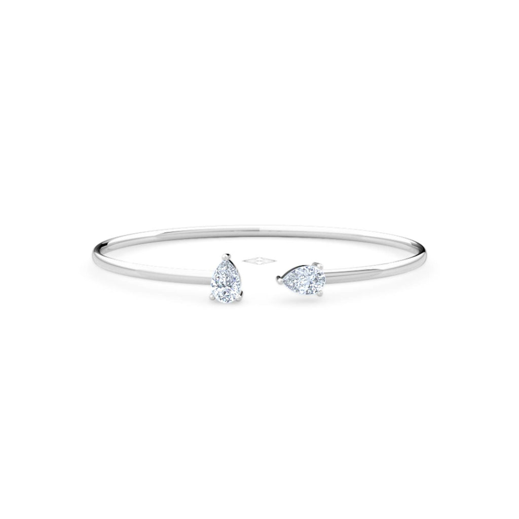 Affinity 1.00ct Pear Cut Lab Diamond Bangle in 14K White Gold