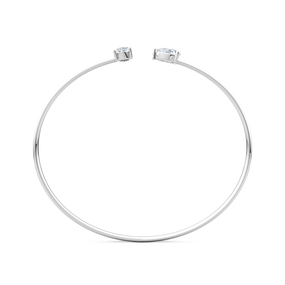 Affinity 1.00ct Pear Cut Lab Diamond Bangle in 14K White Gold