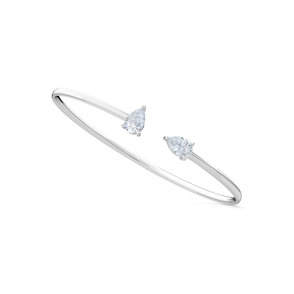 Affinity 1.00ct Pear Cut Lab Diamond Bangle in 14K White Gold