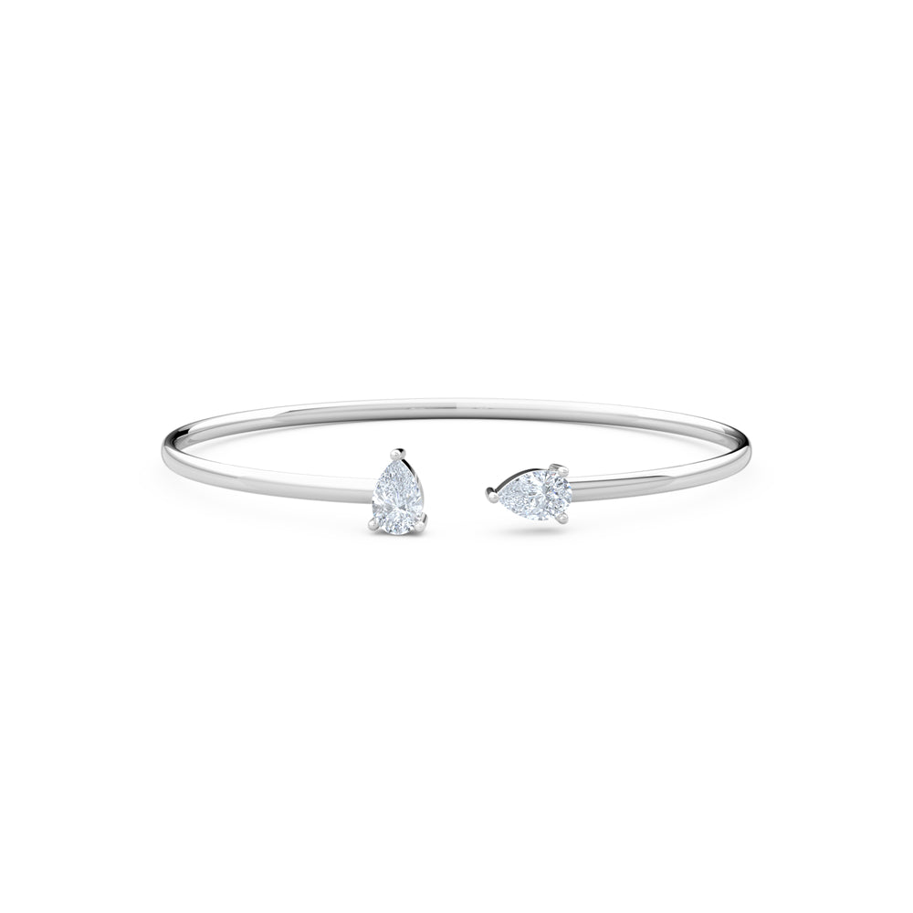 Affinity 1.00ct Pear Cut Lab Diamond Bangle in 14K White Gold