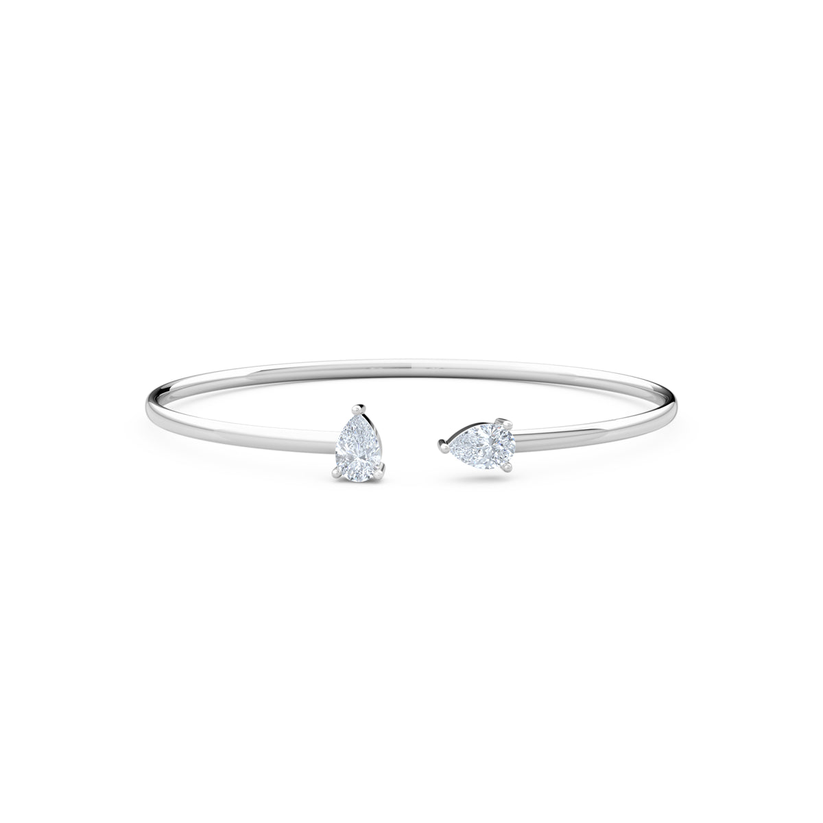 Affinity 1.00ct Pear Cut Lab Diamond Bangle in 14K White Gold