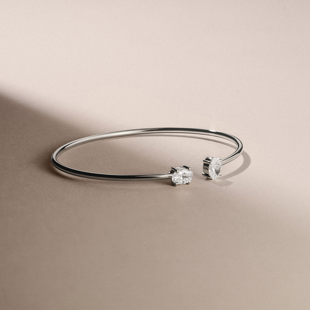 Affinity 1.00ct Oval Cut Lab Diamond Bangle in 14K White Gold