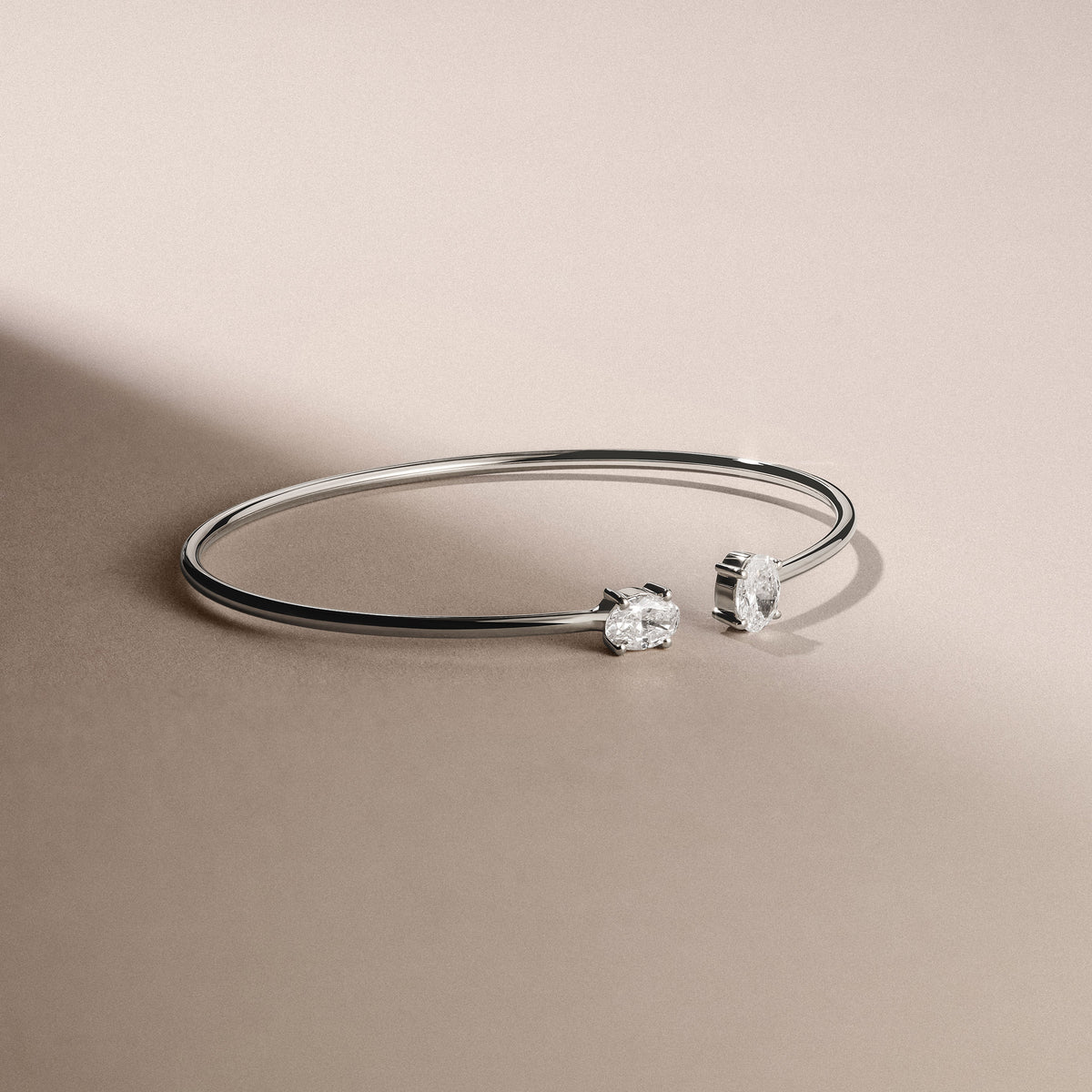Affinity 1.00ct Oval Cut Lab Diamond Bangle in 14K White Gold