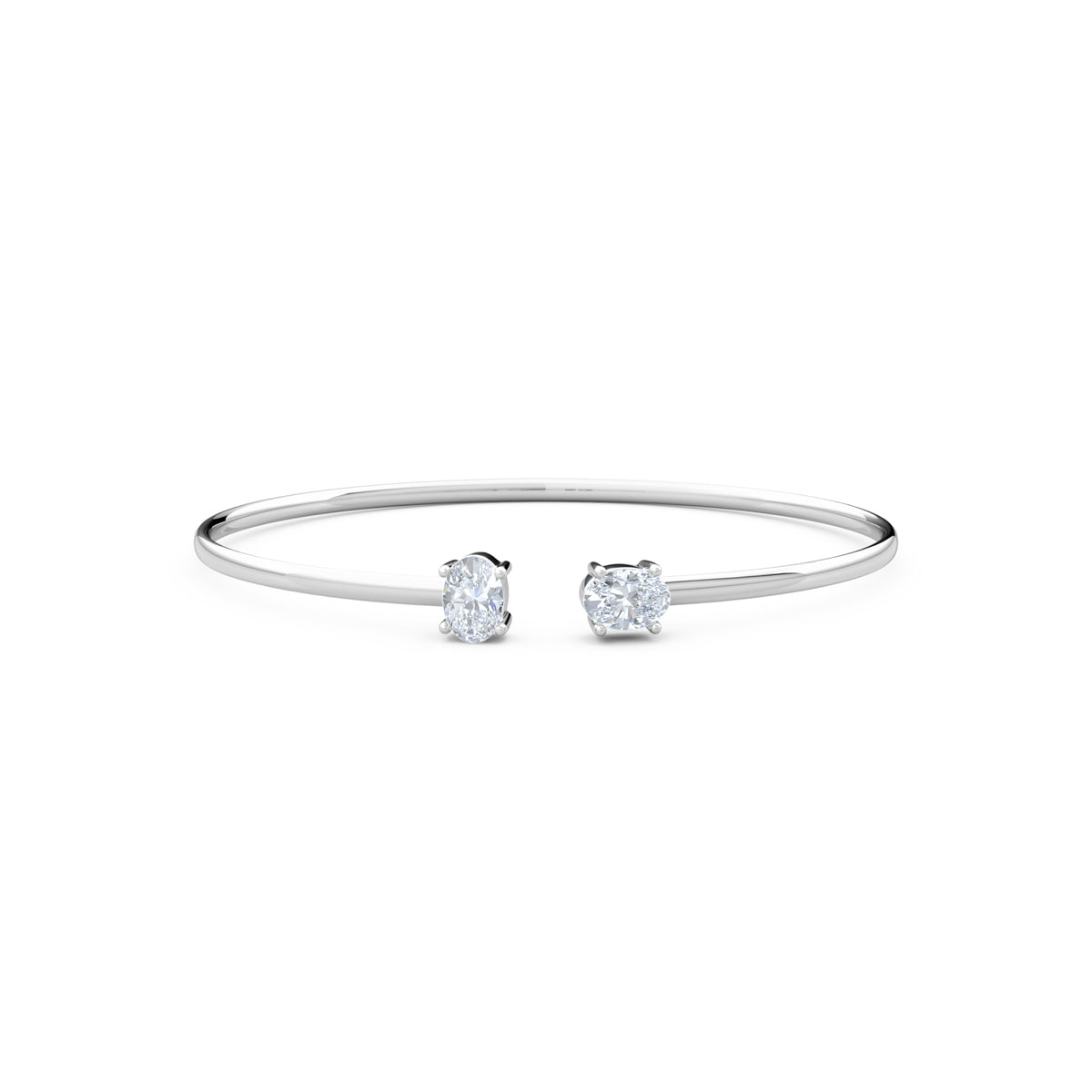 Affinity 1.00ct Oval Cut Lab Diamond Bangle in 14K White Gold