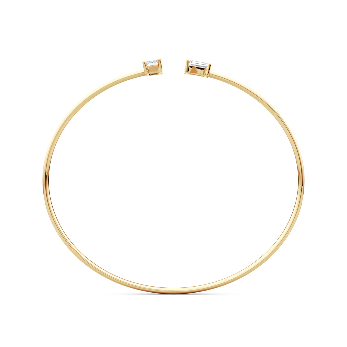 Affinity 1.00ct Emerald Cut Lab Diamond Bangle in 14K Yellow Gold