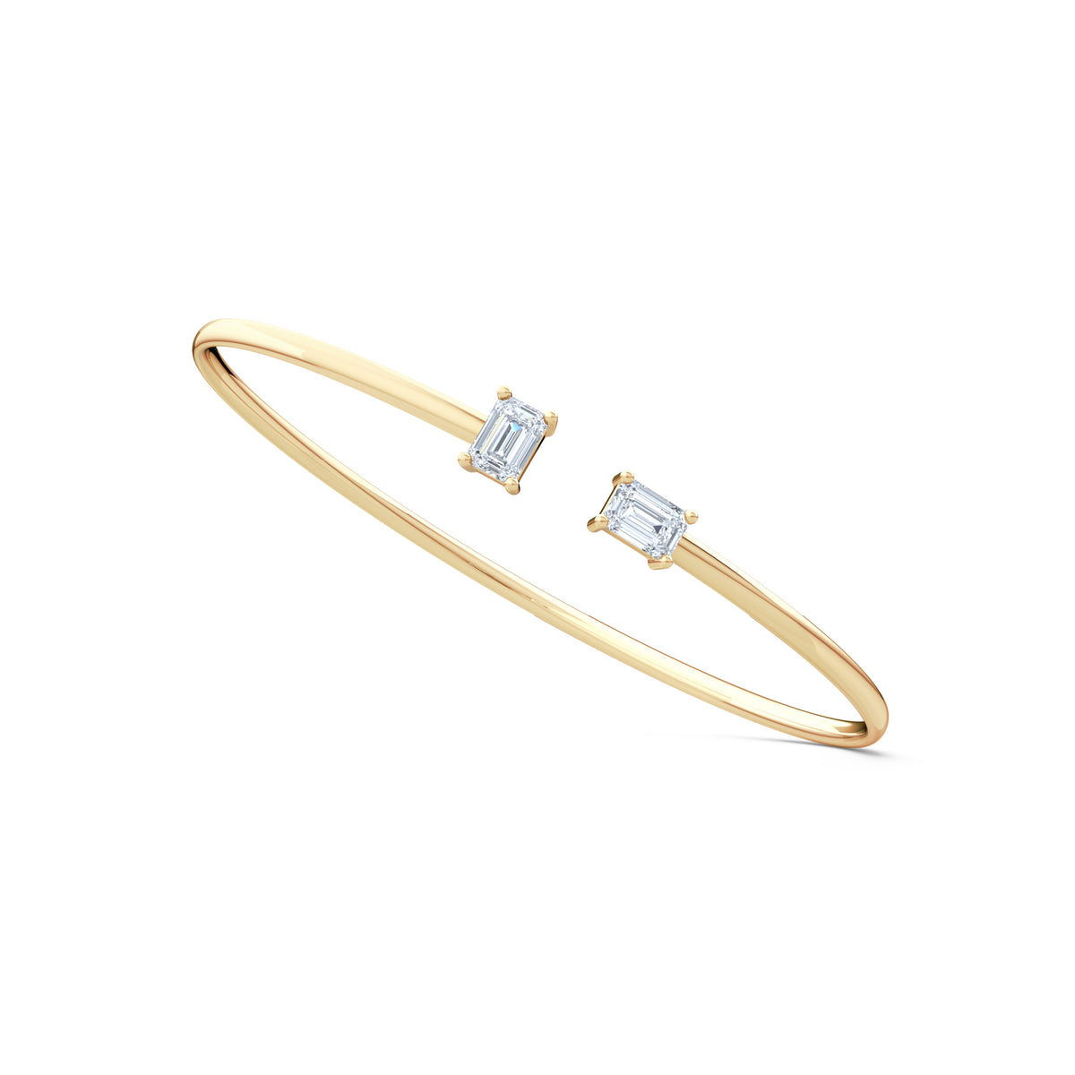 Affinity 1.00ct Emerald Cut Lab Diamond Bangle in 14K Yellow Gold
