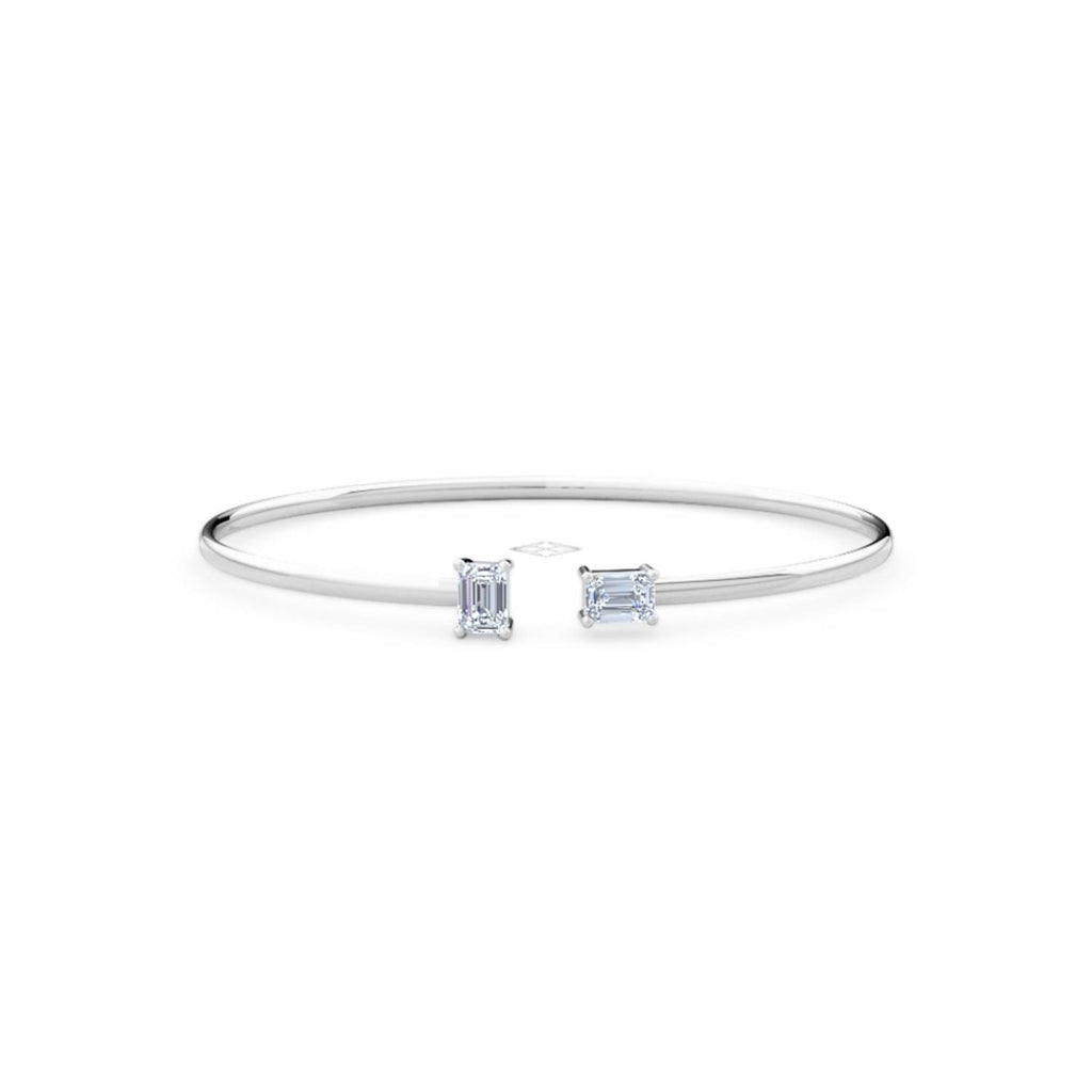 Affinity 1.00ct Emerald Cut Lab Diamond Bangle in 14K White Gold