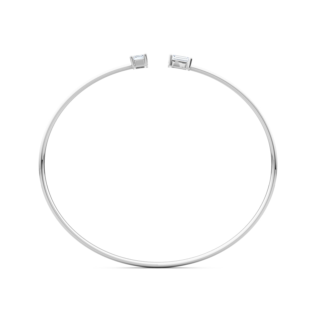 Affinity 1.00ct Emerald Cut Lab Diamond Bangle in 14K White Gold