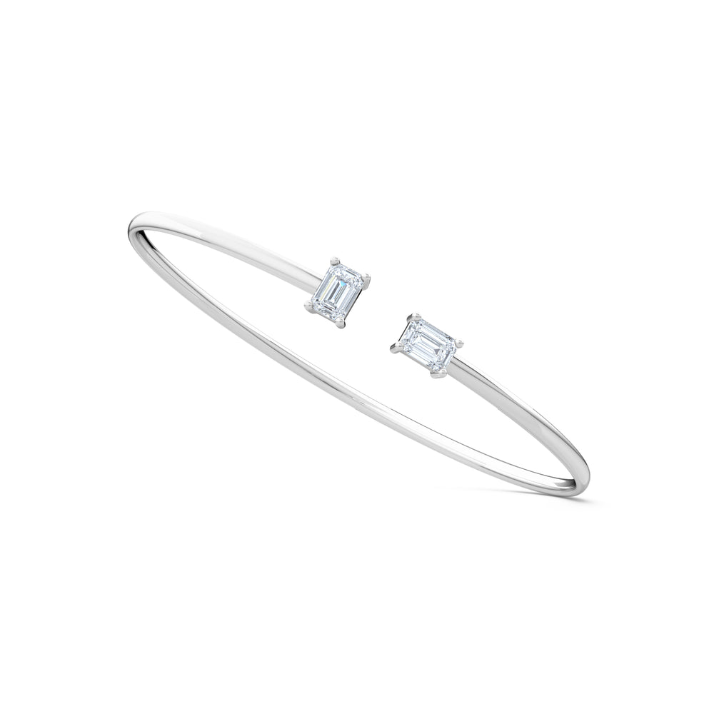 Affinity 1.00ct Emerald Cut Lab Diamond Bangle in 14K White Gold