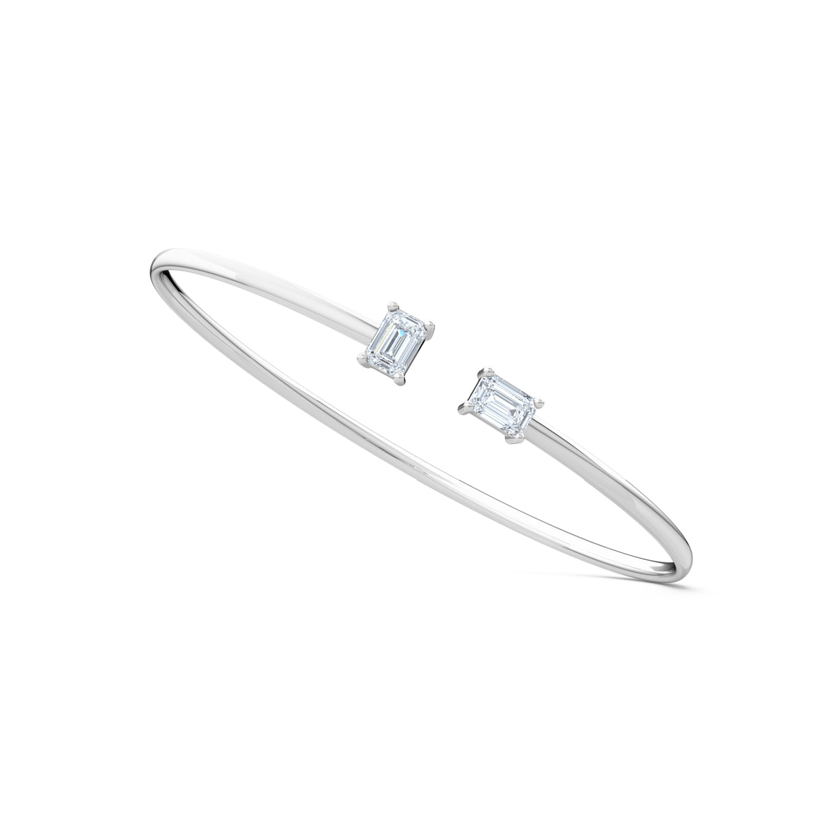Affinity 1.00ct Emerald Cut Lab Diamond Bangle in 14K White Gold