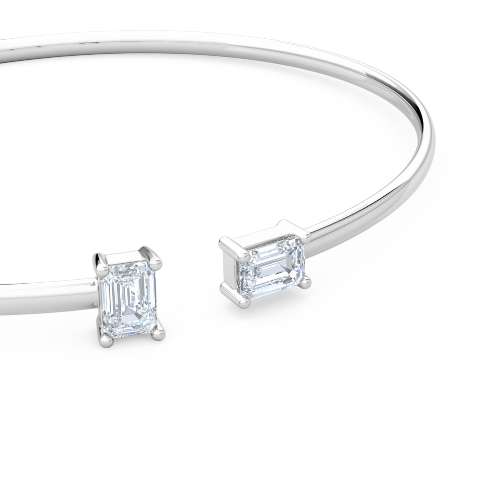 Affinity 1.00ct Emerald Cut Lab Diamond Bangle in 14K White Gold