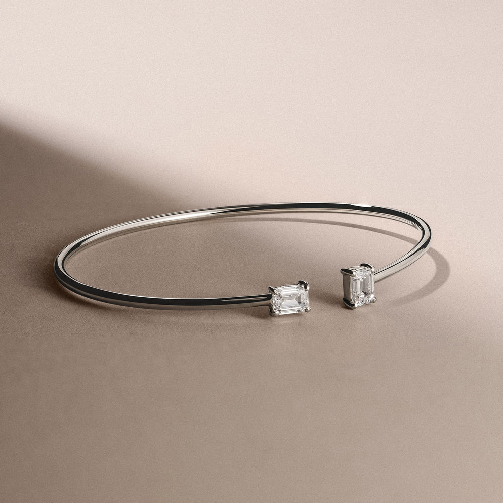 Affinity 1.00ct Emerald Cut Lab Diamond Bangle in 14K White Gold