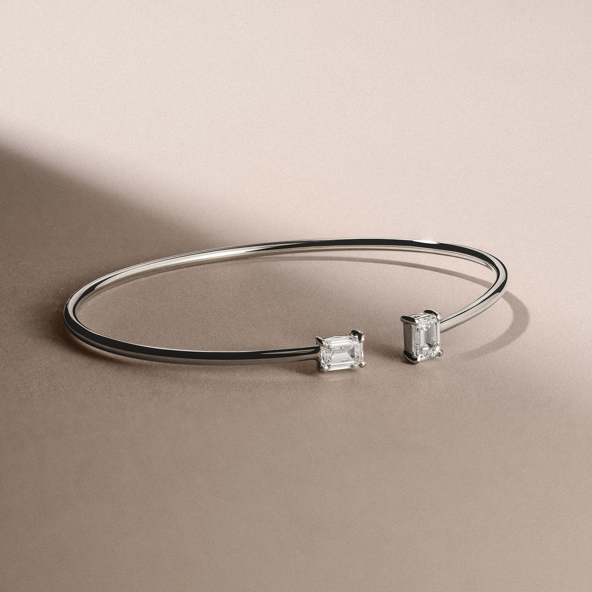 Affinity 1.00ct Emerald Cut Lab Diamond Bangle in 14K White Gold