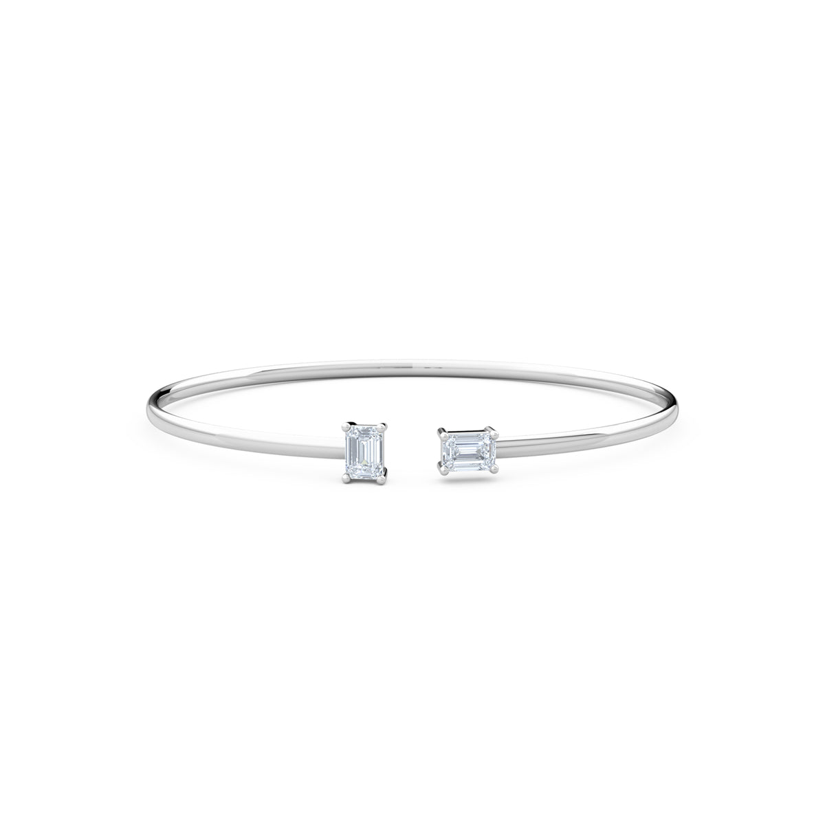 Affinity 1.00ct Emerald Cut Lab Diamond Bangle in 14K White Gold