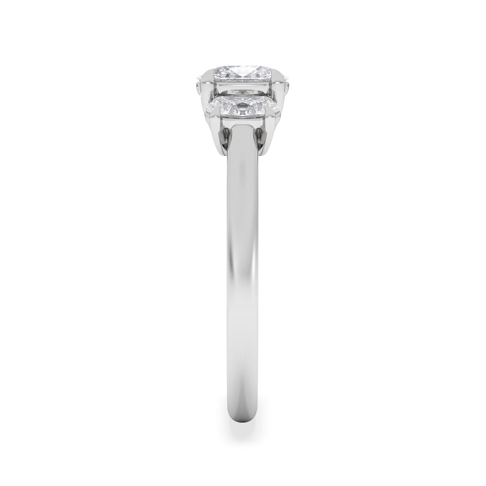 Lab Diamond 3 Stone Oval 1.00ct Total 0.50ct Centre Platinum Ring