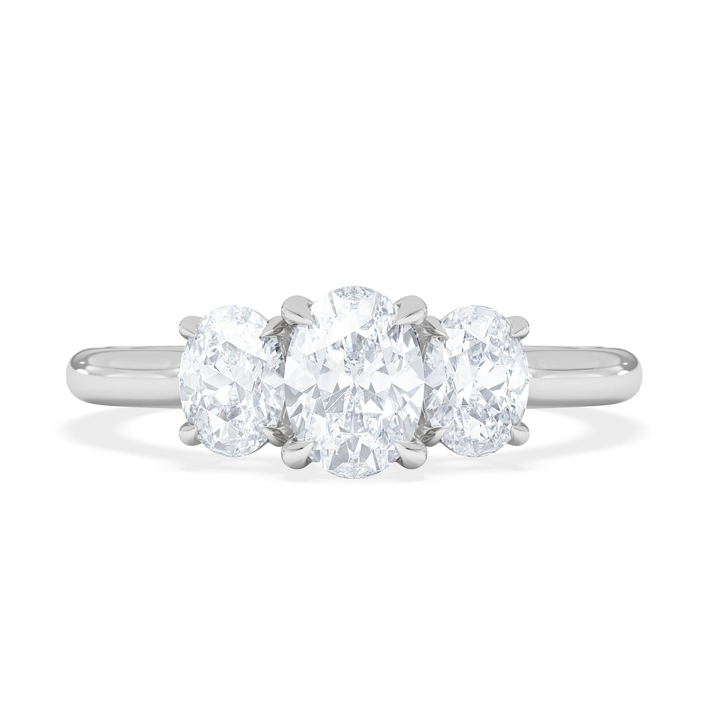 Lab Diamond 3 Stone Oval 1.00ct Total 0.50ct Centre Platinum Ring