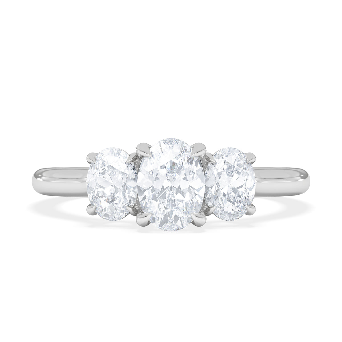 Lab Diamond 3 Stone Oval 1.00ct Total 0.50ct Centre Platinum Ring
