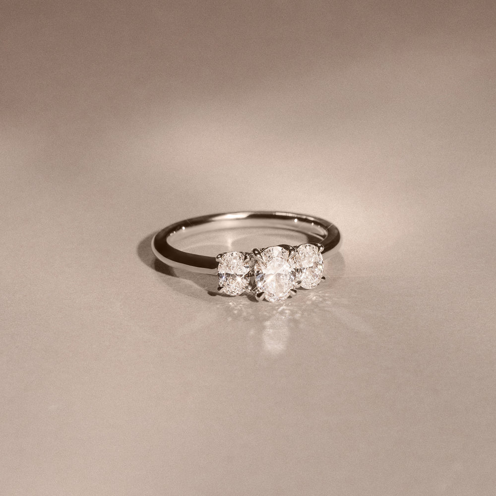 Lab Diamond 3 Stone Oval 1.00ct Total 0.50ct Centre Platinum Ring