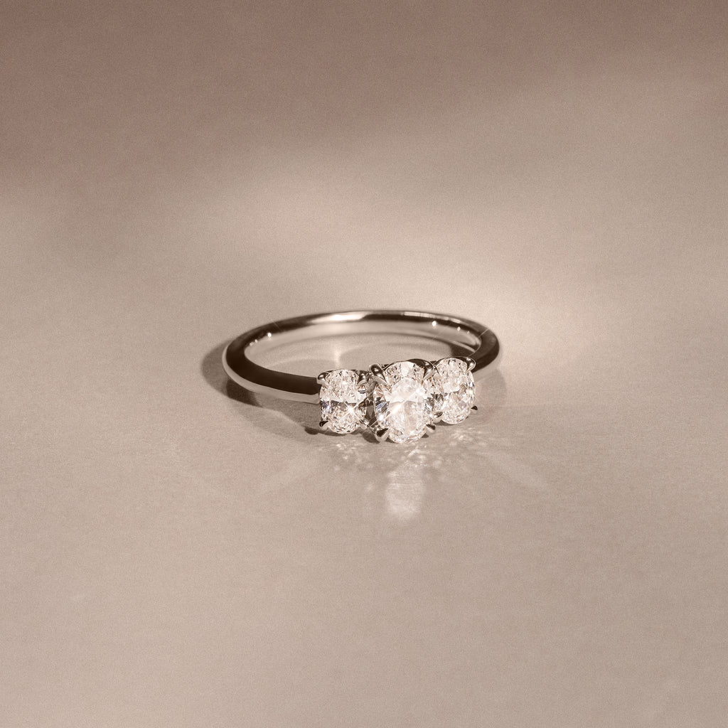 Lab Diamond 3 Stone Oval 1.00ct Total 0.50ct Centre Platinum Ring