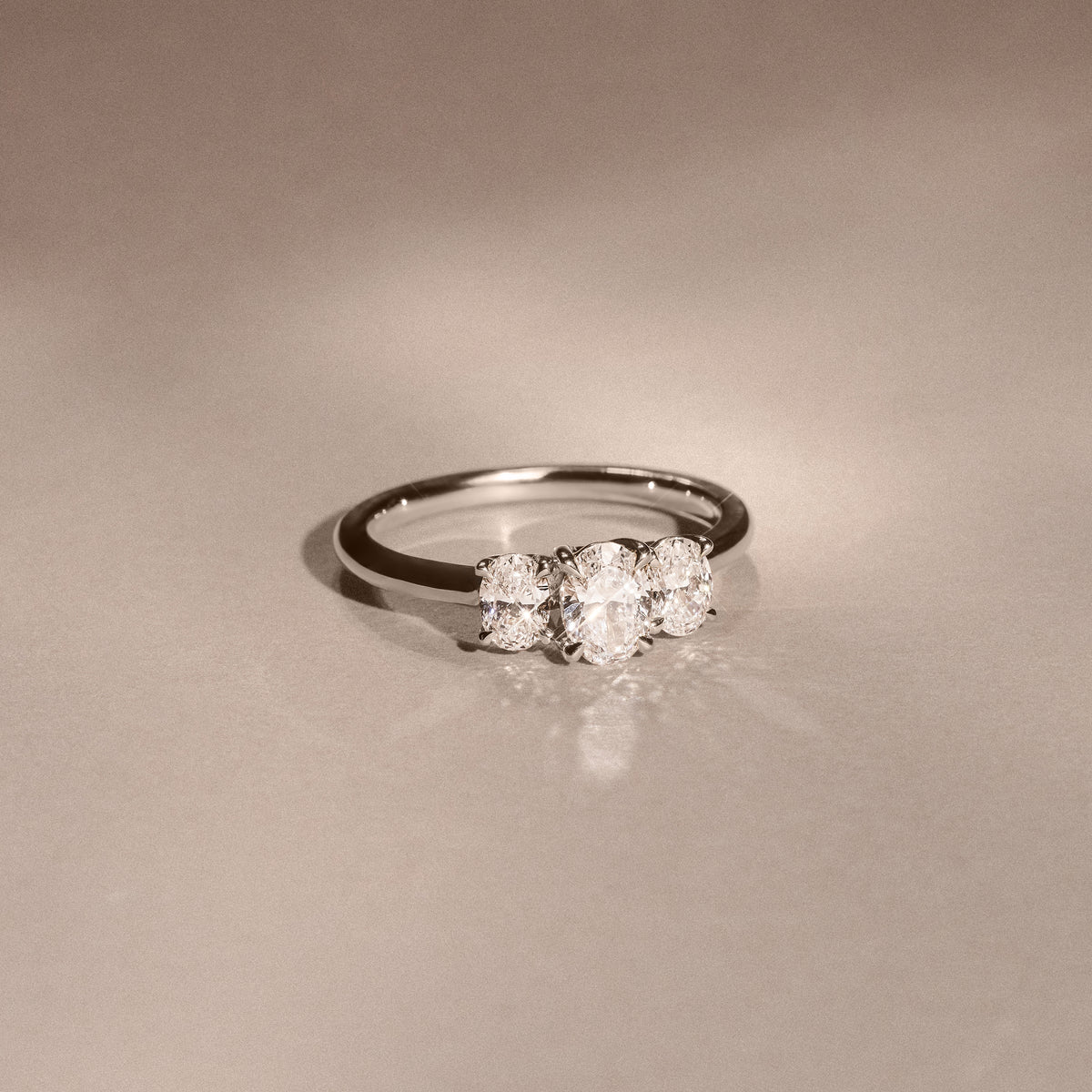 Lab Diamond 3 Stone Oval 1.00ct Total 0.50ct Centre Platinum Ring