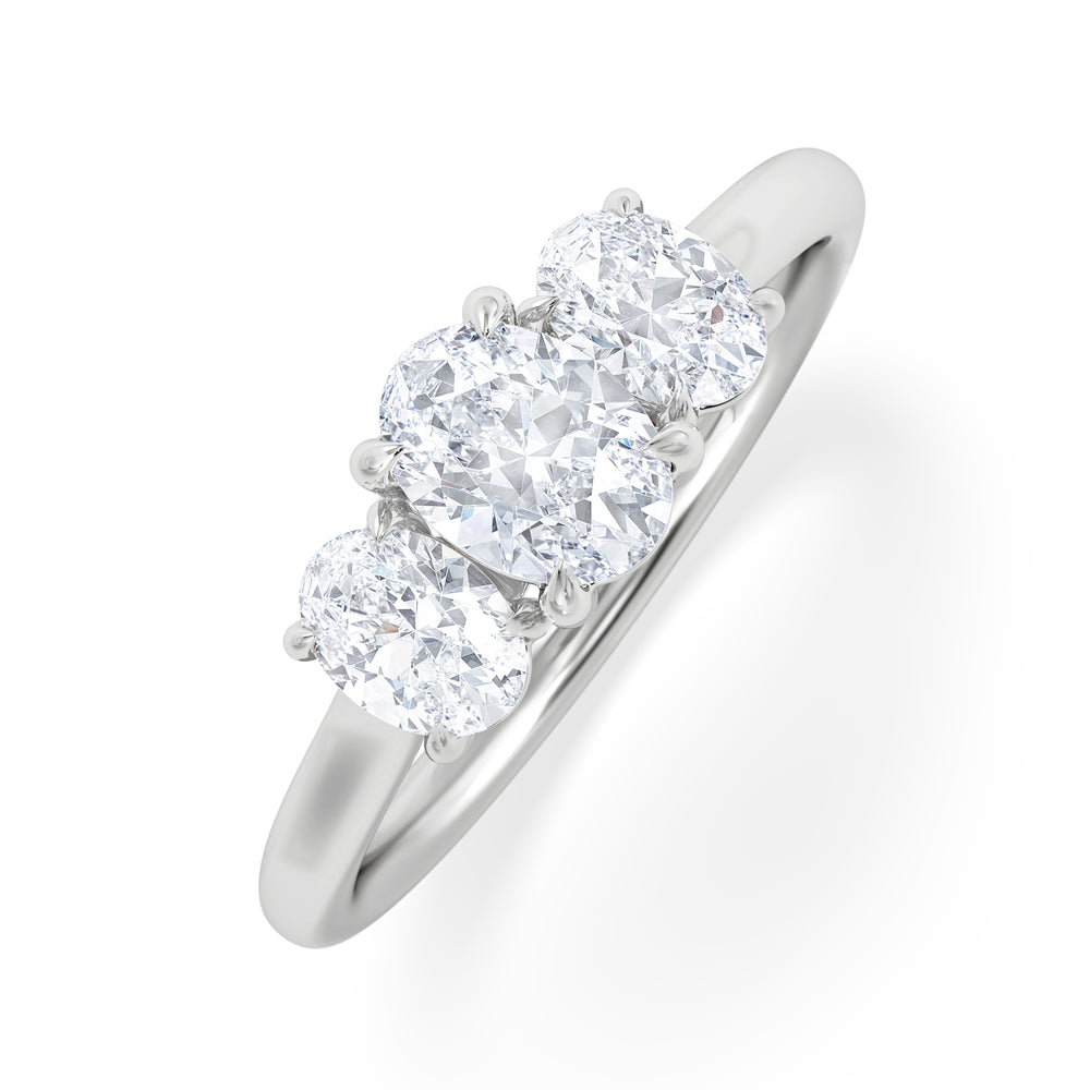 Lab Diamond 3 Stone Oval 1.00ct Total 0.50ct Centre Platinum Ring