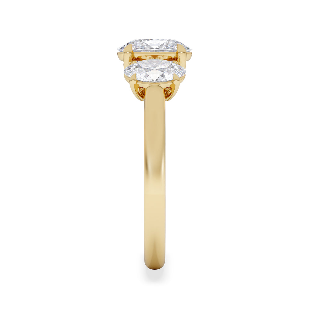 Ever 2.00ct Oval Cut Lab Diamond 3 Stone Engagement Ring in 18K Yellow Gold