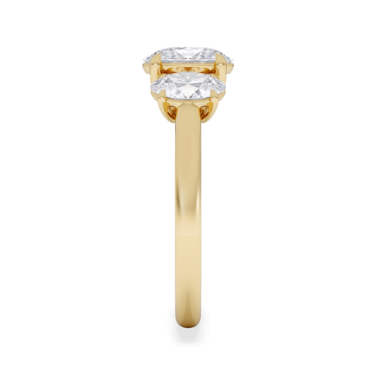 Ever 2.00ct Oval Cut Lab Diamond 3 Stone Engagement Ring in 18K Yellow Gold