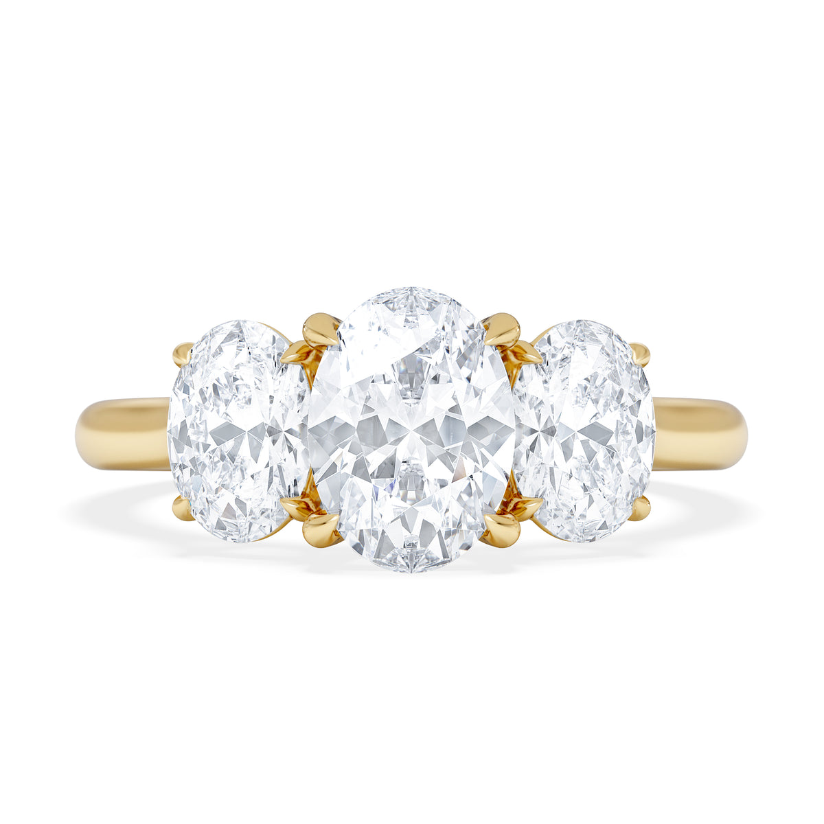 Ever 2.00ct Oval Cut Lab Diamond 3 Stone Engagement Ring in 18K Yellow Gold