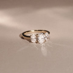 Ever 2.00ct Oval Cut Lab Diamond 3 Stone Engagement Ring in 18K Yellow Gold