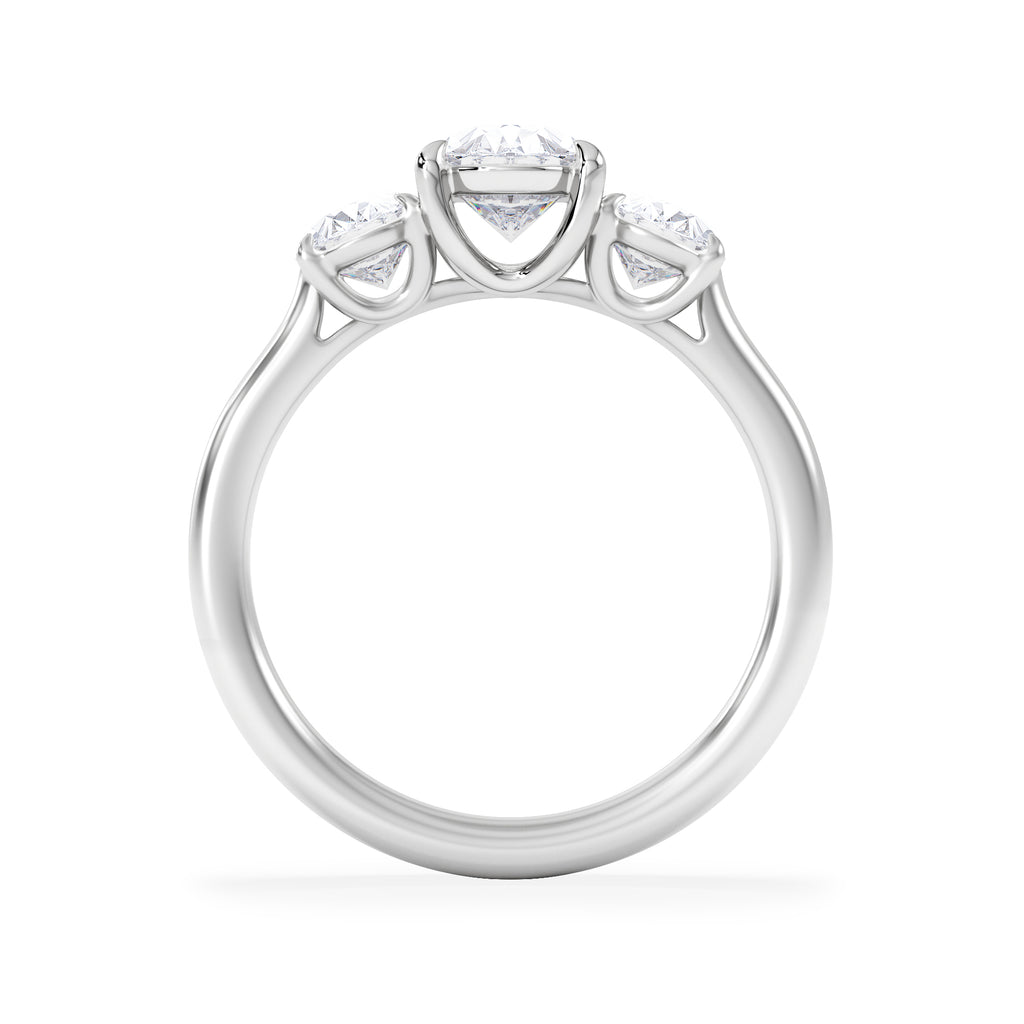 Lab Diamond 3 Stone Oval 2.00ct Total 1.00ct Centre  Platinum Ring