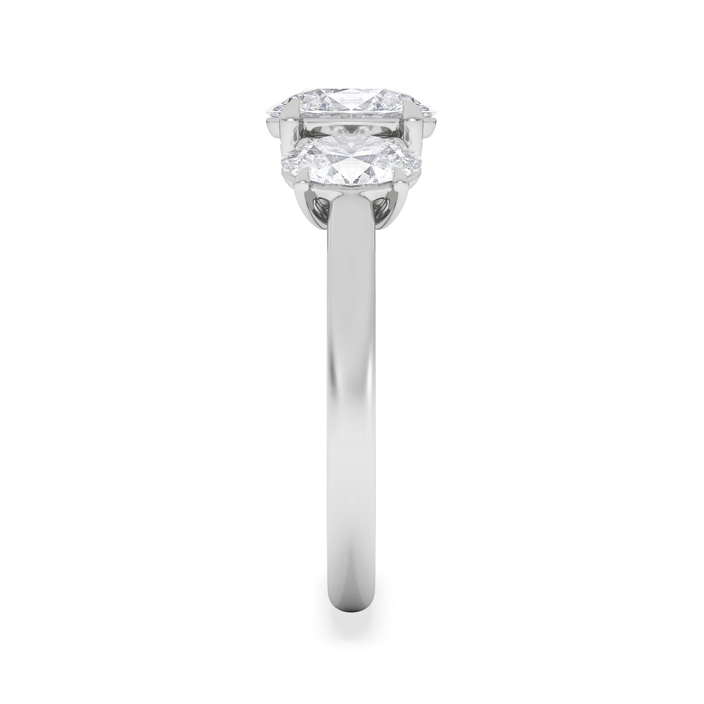 Lab Diamond 3 Stone Oval 2.00ct Total 1.00ct Centre  Platinum Ring