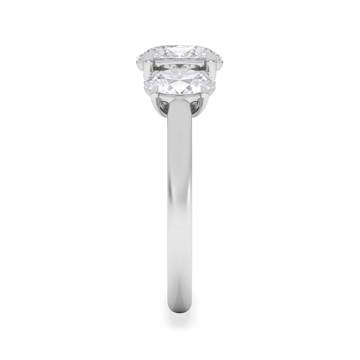 Lab Diamond 3 Stone Oval 2.00ct Total 1.00ct Centre  Platinum Ring