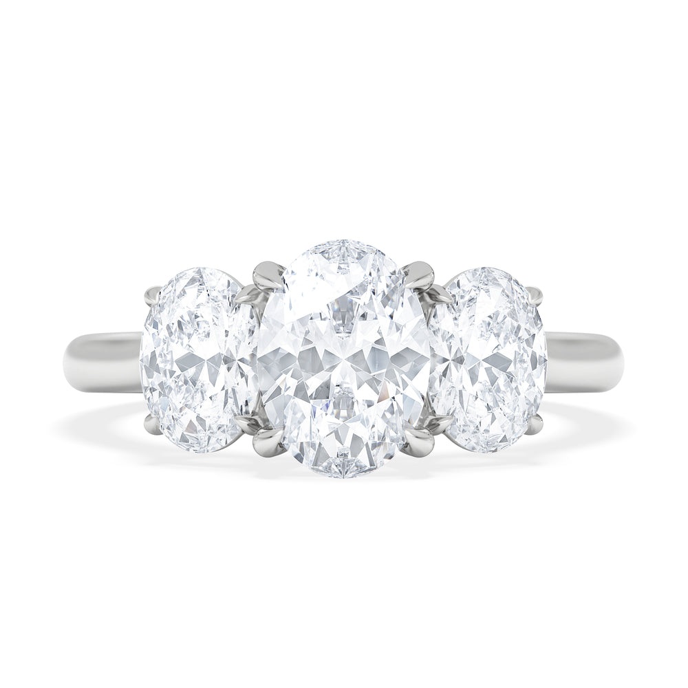 Lab Diamond 3 Stone Oval 2.00ct Total 1.00ct Centre  Platinum Ring