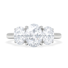 Lab Diamond 3 Stone Oval 2.00ct Total 1.00ct Centre  Platinum Ring