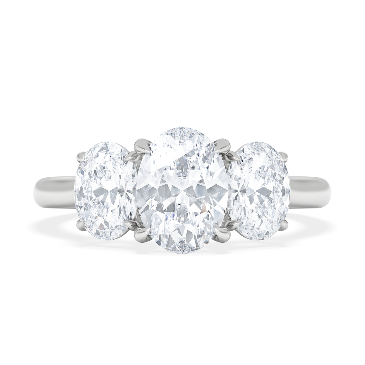 Lab Diamond 3 Stone Oval 2.00ct Total 1.00ct Centre  Platinum Ring