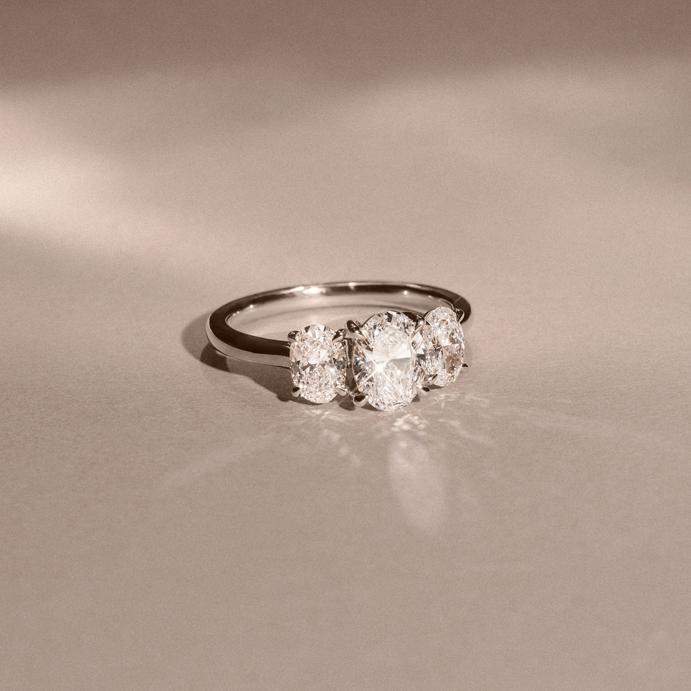 Lab Diamond 3 Stone Oval 2.00ct Total 1.00ct Centre  Platinum Ring