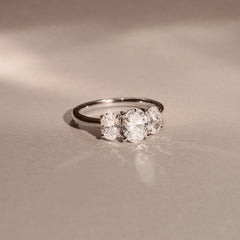 Lab Diamond 3 Stone Oval 2.00ct Total 1.00ct Centre  Platinum Ring