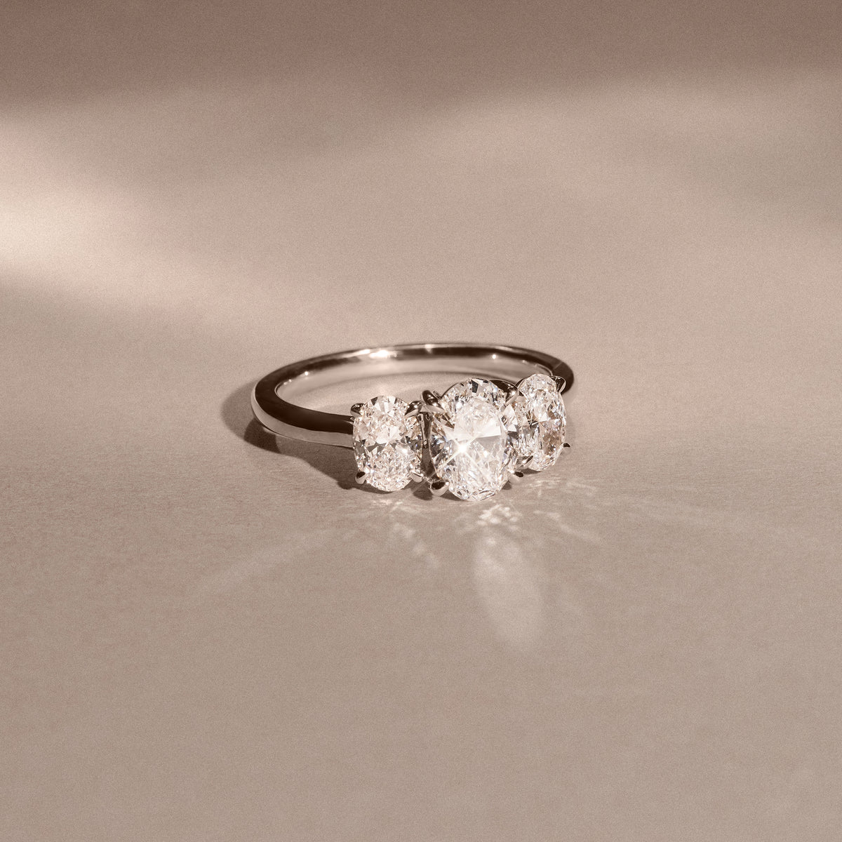 Lab Diamond 3 Stone Oval 2.00ct Total 1.00ct Centre  Platinum Ring