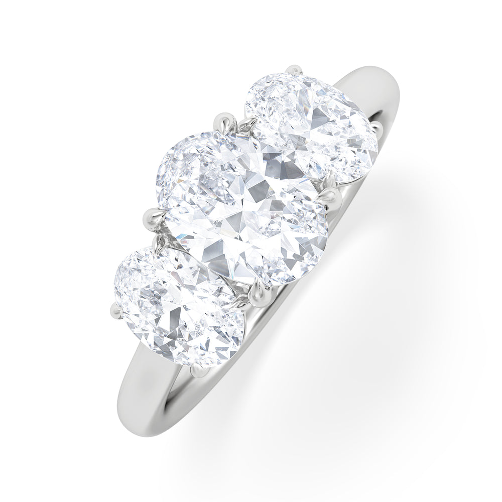 Lab Diamond 3 Stone Oval 2.00ct Total 1.00ct Centre  Platinum Ring