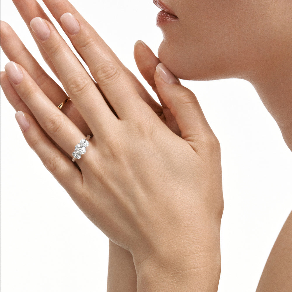 Lab Diamond 3 Stone Oval 2.00ct Total 1.00ct Centre  Platinum Ring