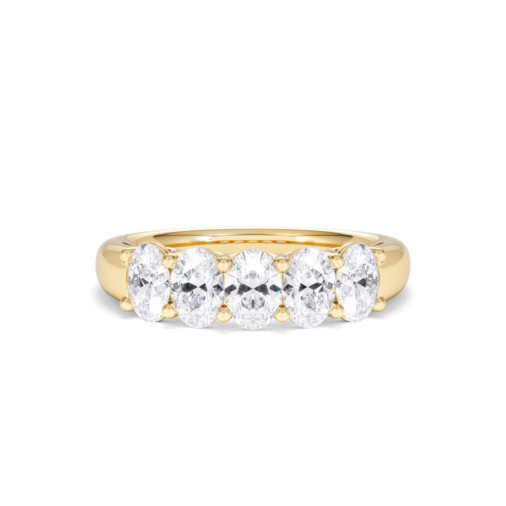 Unity 1.00ct Oval Cut Lab Diamond 5 Stone Ring in 18K Yellow Gold