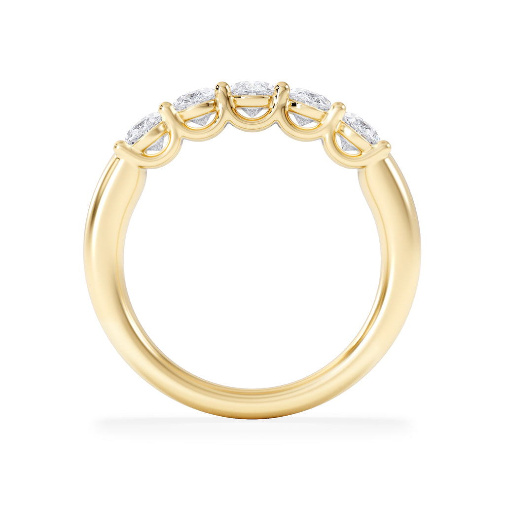 Unity 1.00ct Oval Cut Lab Diamond 5 Stone Ring in 18K Yellow Gold