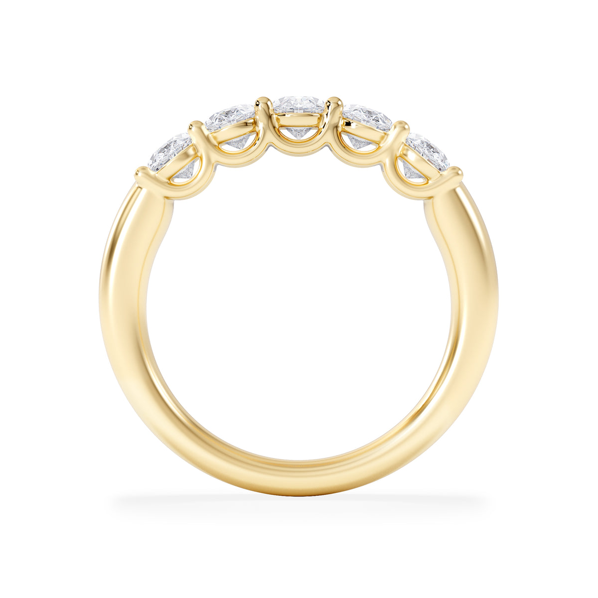 Unity 1.00ct Oval Cut Lab Diamond 5 Stone Ring in 18K Yellow Gold