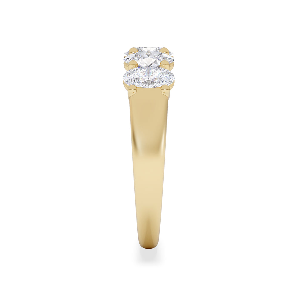 Unity 1.00ct Oval Cut Lab Diamond 5 Stone Ring in 18K Yellow Gold